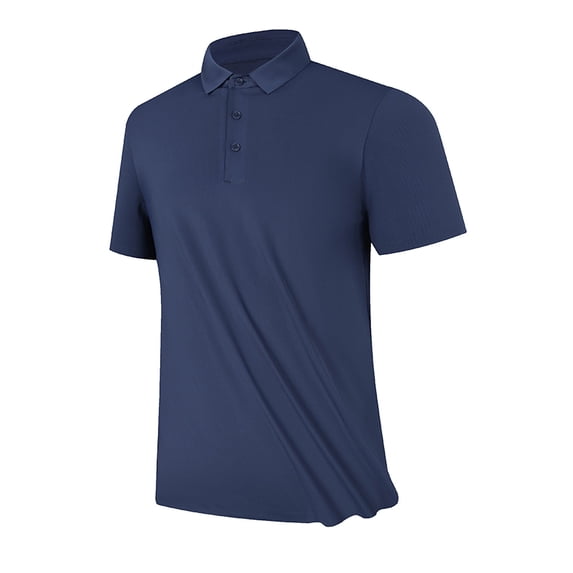 safuny Men's Clearance Solid Color Tees Summer Casual Workout Blouses Trendy Activewear Turn Down Collar Quarter Button Shirts Regular Business Tops Short Sleeve Pullovers Blue M