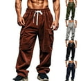thumbnail image 1 of safuny Men's Solid Lounge Pants Hiking Outdoors Casual Corduroy Sweatpants Jog Pants Fleece Activewear Straight Leg Cargos Pants with Pockets Trousers Big&Tall Green L, 1 of 5