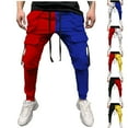 thumbnail image 1 of safuny Men's Color Block Pants Skinny Cargo Pants Hip Hop Slim Joggers Trendy Sports Multi Pockets Pants Black L, 1 of 1
