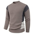thumbnail image 1 of safuny Men's Color Block Sweater Casual Crew Neck Long Sleeve Knitted Pullover Khaki M, 1 of 4