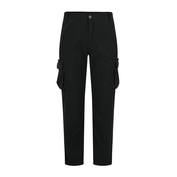 safuny Men's Corduroy Pants with Elastic Waist And Drawstring Style Fashionable Loose Casual Long Trousers Black S