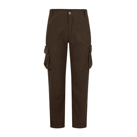 safuny Men's Corduroy Pants with Elastic Waist And Drawstring Style Fashionable Loose Casual Long Trousers Brown XL