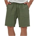thumbnail image 1 of safuny Men's Cotton Lined Shorts Holiday Drawstring Teens Boys Fashion Trousers Casual Summer Activewear Comfy Relaxed Pants Athletic Solid Color Army Green M, 1 of 9