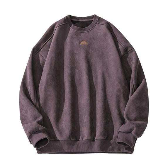 safuny Men's Crew Neck Sweatshirts Loose Basic Shirts Big&Tall Solid Color Retro Pullover Outwear Fashion Long Sleeve Sports Tops Fall Winter Casual Activewear Purple XXL