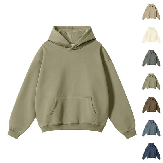 safuny Men's Crew Neck Sweatshirts Loose Hoodies Shirts Big&Tall Casual Workout Long Sleeve Tops Pockets Fashion Solid Color Pullover Green L