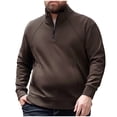 thumbnail image 1 of safuny Men's Crew Neck Sweatshirts Zipper Winter Thicken Big&Tall Shirts Big&Tall Solid Color Pullover Fashion Long Sleeve Tops Pockets Casual Cotton Workout Brown XL, 1 of 9