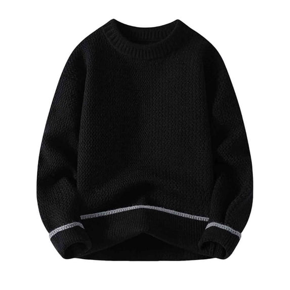 safuny Men's Crewneck Cable Knit Sweaters Long Sleeve Solid Chunky Soft Pullover Fall Winter Tops Black M
