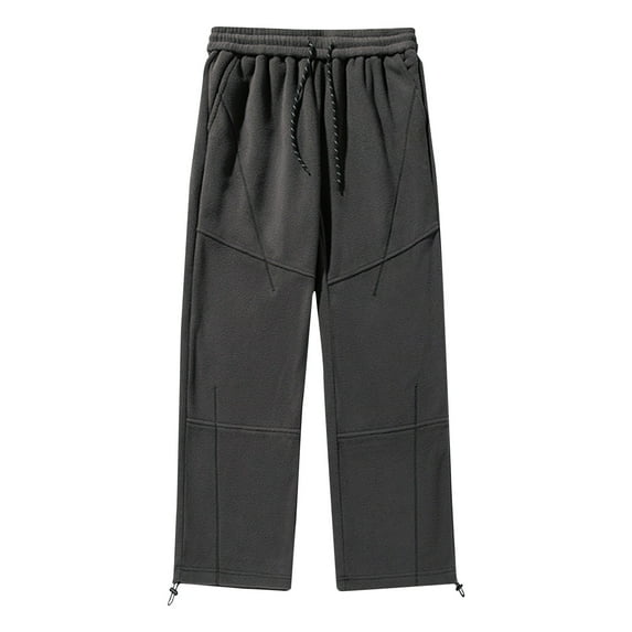 safuny Men's Drawstring Solid Color Casual Fleece Pants Sports Workout Pants Winter Thicken Athletic Pants Loose Sweatpants Pockets Activewear Trousers Big&Tall Gray L