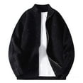 thumbnail image 1 of safuny Men's Fashion Casual Knit Cardigan Stand Up Collar Solid Color Double Ended Zip Jacket Long Sleeve Soft able Pocket Stylish Outerwear for Daily Outdoor Activities Black L, 1 of 6
