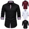 thumbnail image 1 of safuny Men's Fashion Long Sleeve Shirts Jackets Slim Suit Tops Big&Tall Solid Color Shackets Turn Down Collar Sweatshirts Button Casual Business Workout Outwear Black L, 1 of 9