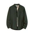 thumbnail image 1 of safuny Men's Fashion Outwear Casual Loose Cotton Shirts Turn Down Collar Pullover Workout Long Sleeve Tops Fall Winter Shackets Sweatshirts with Pockets Big&Tall Green XXL, 1 of 5