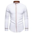 thumbnail image 1 of safuny Men's Fashion Pullover Long Sleeve Workout Tops Fall Winter Slim Suit Shirts Big&Tall Stand Collar Sweatshirts Cotton Clearance Casual Button Business Outwear White M, 1 of 7