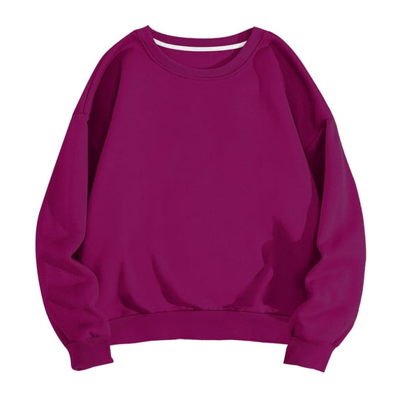 safuny Men's Fashion Solid Color Pullover Casual Sports Workout Crew Neck Sweatshirts Long Sleeve Tops Loose Shirts Big&Tall Purple S
