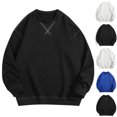 thumbnail image 1 of safuny Men's Fashion Solid Color Thermal Pullover Crew Neck Sweatshirts Long Sleeve Basic Tops Workout Casual Retro Loose Shirts Big&Tall Black L, 1 of 5