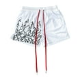 thumbnail image 1 of safuny Men's Fast-Drying Running Shorts Summer Sale Elastic Waist Drawstring Leisure Workout Sports Fit Flame Print Trendy Trousers Fashion White XL, 1 of 3