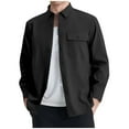 thumbnail image 1 of safuny Men's Fleece Casual Jacket Button Closure Pockets Long Sleeve able Fabric Warm Layer Outdoor Casual Wear Trendy Stylish Outerwear Black XXL, 1 of 8