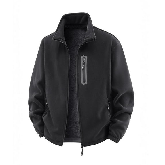 safuny Men's Fleece Jackets Full Zip Fleeve Lined Lightweight Outdoor Hiking Jackets Winter Coats Black M