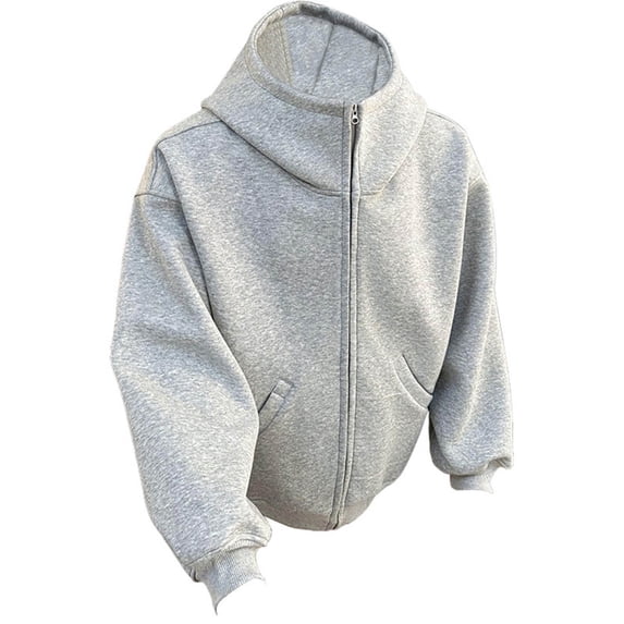 safuny Men's Full Zip Hoodie Casual Fleece Lined Solid Sweatshirt with Pockets Dark Gray XL