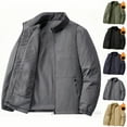 thumbnail image 1 of safuny Men's Full Zip Stand Collar Lined Jacket Warm Outdoor Casual Outerwear Army Green L, 1 of 3