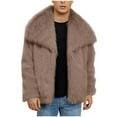 thumbnail image 1 of safuny Men's Fur Cardigan Coat Large Lapel Long Sleeve Jacket Warm Soft Solid Stylish Casual Winter Outerwear Khaki S, 1 of 8