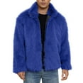 thumbnail image 1 of safuny Men's Fur Jacket Stand Collar Long Sleeve Zip - Up Warm Stylish Casual Outerwear Blue XXL, 1 of 9