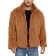 thumbnail image 1 of safuny Men's Fur Jacket Stand Collar Long Sleeve Zip - Up Warm Stylish Casual Outerwear Orange XL, 1 of 9