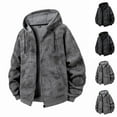 thumbnail image 1 of safuny Men's Hooded Jacket Loose Hooded Long Sleeve Dyed Pattern Comfortable Warm Daily Casual Outerwear Black L, 1 of 7