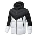 thumbnail image 1 of safuny Men's Hooded Puffer Jacket Full Zip Warm Winter Coat with Pockets White XL, 1 of 3