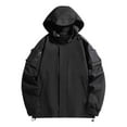 thumbnail image 1 of safuny Men's Hooded Softshell Jacket Waterproof Windbreaker Insulated Fall Winter Rain Jackets Black XXXXL, 1 of 9