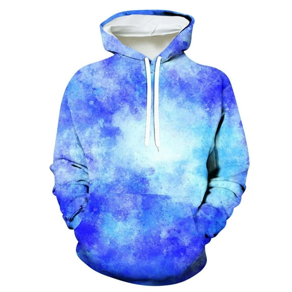 safuny Men's Hooded Sweatshirt Pocket Fashion Long Sleeve Fall Tees Crew Neck Drawstring Casual Relaxed Holiday Ray Spring Trendy Pullover Blue XXXL