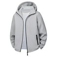 thumbnail image 1 of safuny Men's Hooded Zipper Cardigan Jacket Long Sleeved Casual Lightweight Breathable Fabric Outdoor Fashion for Daily Wear Summer Apparel Gray XXXL, 1 of 2