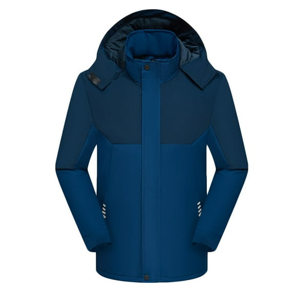 safuny Men's Hooded Zippered Lightweight Jacket Stylish Casual Long Sleeve Fashion Coat Stand Collar for Outdoor Activities Daily Wear Sports Apparel Navy XXL