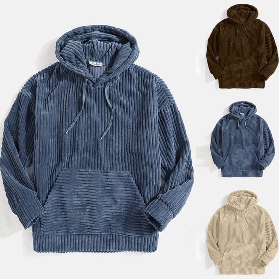 safuny Men's Hoodie Sweatshirt Loose Pullover Pocket Leisure Comfy Long Sleeve Holiday Crew Neck Drawstring Fall Tops Solid Fleece Shirts Trendy Beige L