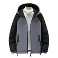 thumbnail image 1 of safuny Men's Jacket Warm Fleece Lined Winter Warm Snow Coat Full Zip Windproof Lightweight Fall Hooded Gray L, 1 of 4