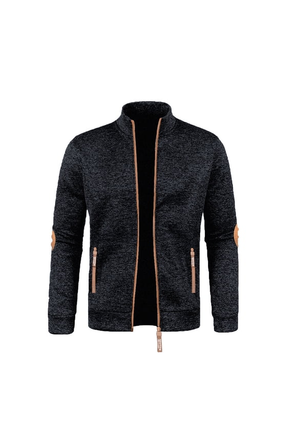 Men's Jackets Full Zip Lightweight Jacket Casual Soft Warm Basic Coats with Pockets Black XXXL