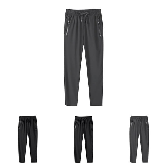 safuny Men's Jog Pants Jogger Pants with Pocket Activewear Elastic Waist Drawstring Trousers Big&Tall Solid Lounge Pants Breathable Hiking Outdoors Casual Sweatpants Black L