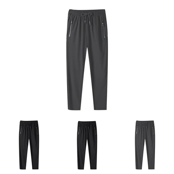 safuny Men's Jog Pants Jogger Pants with Pocket Activewear Elastic Waist Drawstring Trousers Big&Tall Solid Lounge Pants Breathable Hiking Outdoors Casual Sweatpants Black L