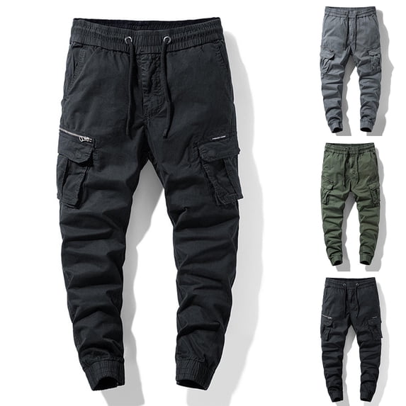 safuny Men's Jog Pants Joggers Cotton Cargos Pants with Pockets Solid Lounge Pants Casual Drawstring Trousers Big&Tall Sports Sweatpants Activewear Fashion Green L