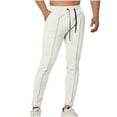 thumbnail image 1 of safuny Men's Joggers Cotton Pants Fashion Drawstring Trousers Loose Big&Tall Activewear Clearance Sports Sweatpants Solid Color Lounge Pants Casual Track Pants White XXL, 1 of 9