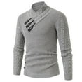 thumbnail image 1 of safuny Men's Knitted Turtleneck Sweater Long Sleeve Slim Fit Designer Shawl Collar Pullover Knitted Workout Cotton Clothing Gray XXXL, 1 of 6