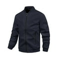 thumbnail image 1 of safuny Men's Light Jackets Waterproof Jacket Causal Windbreaker Full Zip Outwear with Pockets Crewneck Coats Navy XXXXL, 1 of 5
