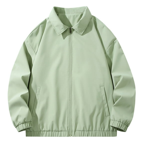 safuny Men's Lightweight Full Zip Jacket Causal Stylish Lapel Sun Protection Windbreaker Outdoor Jacket Green XXXL
