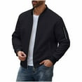 thumbnail image 1 of safuny Men's Lightweight Jacket Fall Windbreaker Casual Crewneck Zip Up Coats with Pockets Black L, 1 of 9