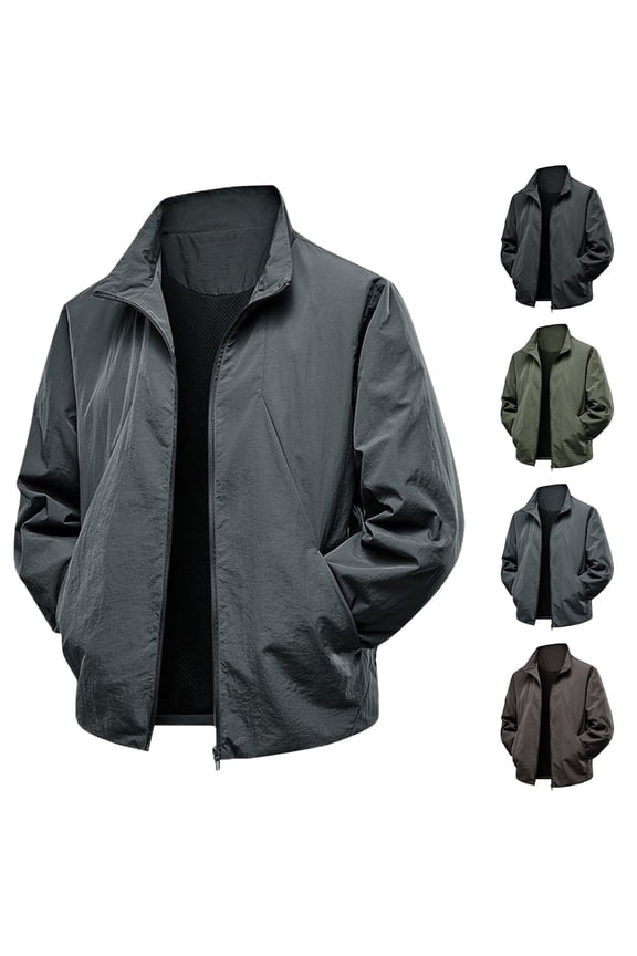 Men's Lightweight Jackets Light Track Jackets Casual Fall Windbreaker Outdoor Solid Coat for Men Army Green L