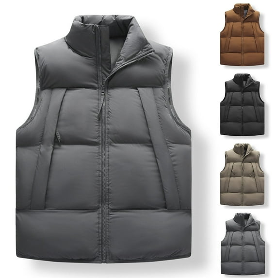 safuny Men's Lightweight Packable Insulated Puffer Vest Outerwear, Warm Winter Sleeveless Jacket for Golf Running Black L