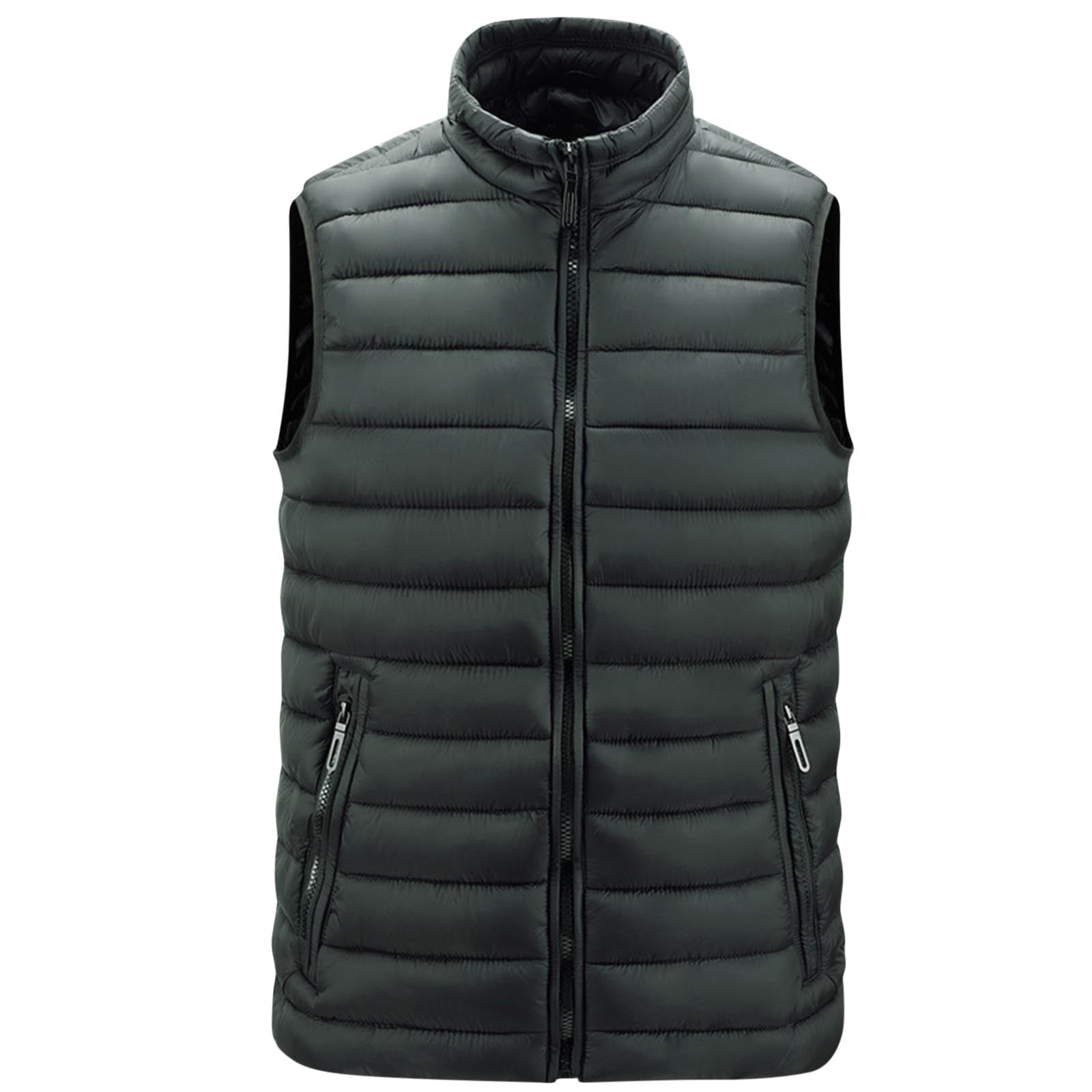 safuny Men's Lightweight Packable Insulated Puffer Vest Outerwear, Warm Winter Sleeveless Jacket for Golf Running Green M