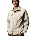 thumbnail image 1 of safuny Men's Long Sleeve Lapel Button Cardigan Elastic Pocket Waterproof Shirt Jacket Breathable Soft Comfortable for Daily Wear Outdoor Camping Travel Casual Style Gray XL, 1 of 8