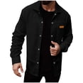 thumbnail image 1 of safuny Men's Long Sleeve Lapel Button Up Cardigan Casual Jacket Soft Fabric Zipper Pocket Outdoor Work Sports Apparel Black L, 1 of 4