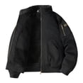 thumbnail image 1 of safuny Men's Long Sleeve Lapel Lambskin Button Jacket Double-sided Workwear Fashion Casual Winter Coat Standard Thickness Daily Use Black XS, 1 of 3