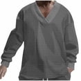thumbnail image 1 of safuny Men's Long Sleeve Shirts Loose Tops Big&Tall Fashion Casual V Neck Sweatshirts Outwear Solid Color Pullover Gray XXXL, 1 of 5